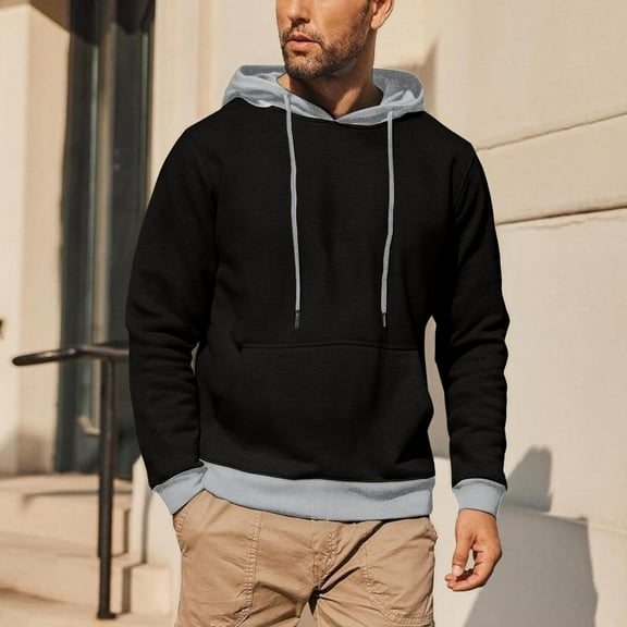 BLCHUNen Hoodies for Men Long Sleeve Fall Shirts Loose Pullover Drawstring Workout Casual Relaxed Sweatshirts with Pocket