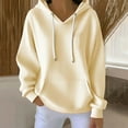 thumbnail image 1 of BLCHUNen Hoodies for Women Knitwear Cotton Drawstring Pullover Loose Sweatshirts with Pocket Casual Long Sleeve Tops, 1 of 5