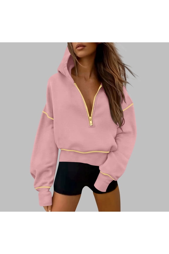 Hoodies for Women Casual Pullover Half Zip up Sweatshirts Long Sleeve Fall Workout Gym Sports Athletic Tops