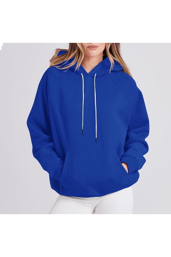 Hoodies for Women Pullover Long Sleeve Fleece Lined Tops Drawstring Sports Active Gym Athletic Casual Sweatshirts