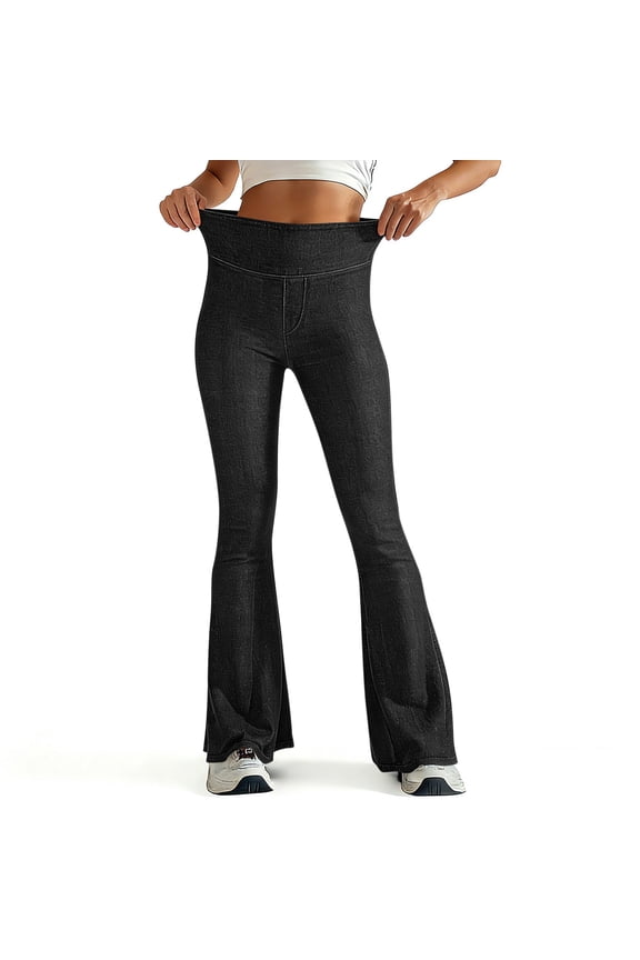 Jeans for Women Slim Fitted Elastic High Waist Wide Leg Stretch Boot Cut Streetwear Flared Pants
