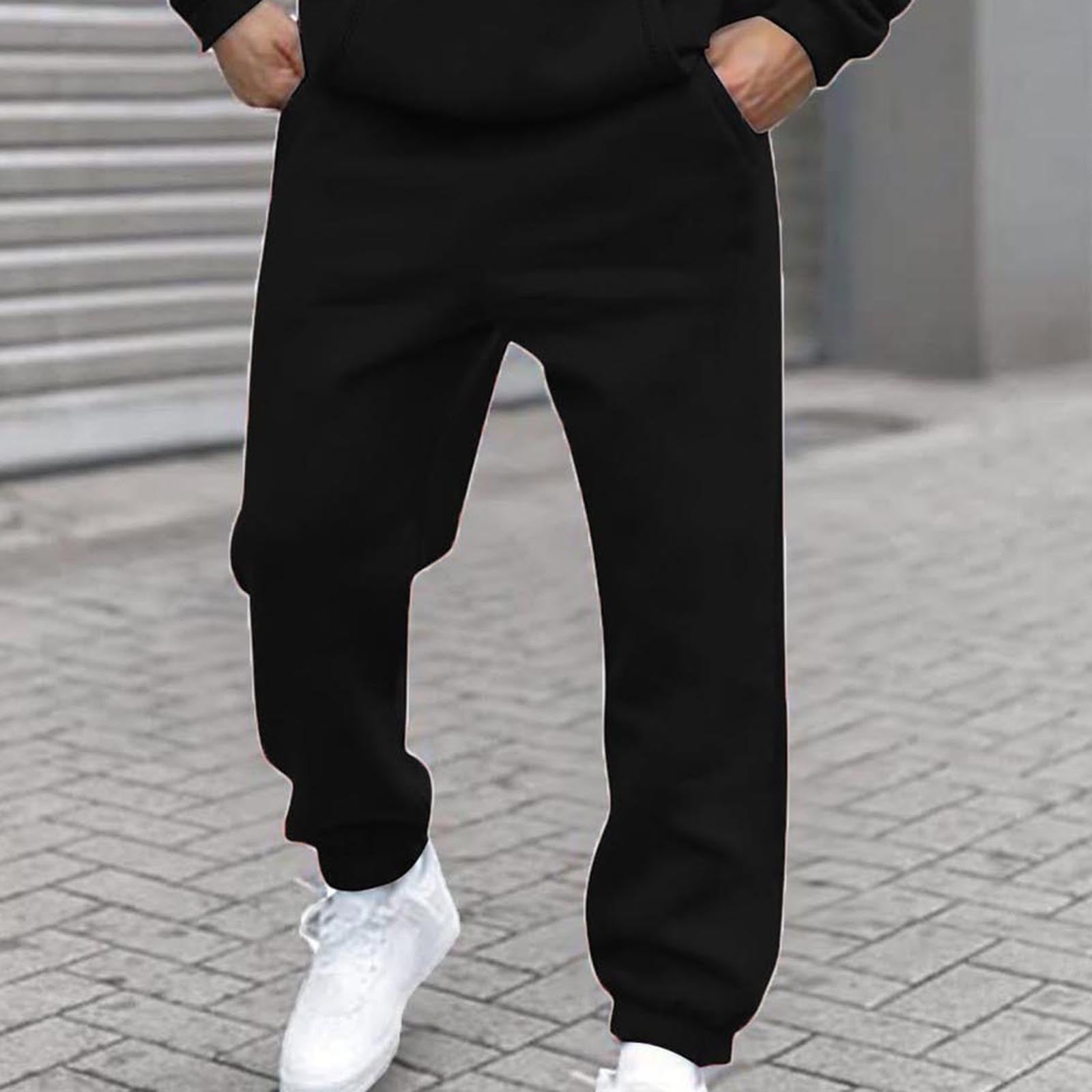 Men's White Relaxed Fit Joggers with Elasticated Waist and Drawstring