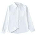 thumbnail image 1 of BLCHUNen Kids Button down Shirts Loose Long Sleeve Dress Shirts Comfortable Collared School Tops Fall,White, 1 of 7