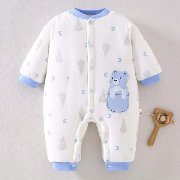 BLCHUNen Kids Rompers Long Sleeve Button down Cardigan Crew Neck Breathable Casual Jumpsuits Outing Nightwear Trendy Crawling Suits for Infants