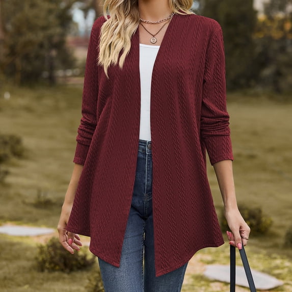 BLCHUNen Long Cardigan for Women Long Sleeve Open Front Lightweight Office Work Business Casual Outwear
