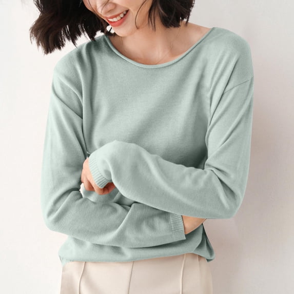 BLCHUNen Long Sleeve Fall Shirts for Women Trendy Pullover Crewneck Lightweight Stretch Workout Sports Active Casual Womens Tops
