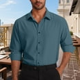 thumbnail image 1 of BLCHUNen Long Sleeve Shirts for Men Button down V Neck Lightweight Breathable Office Meeting Work Business Casual Tops, 1 of 6