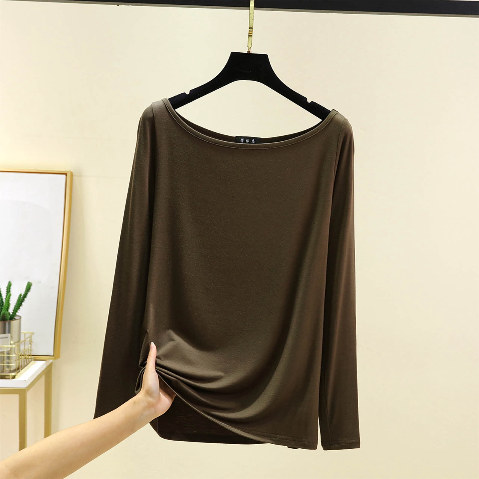 BLCHUNen Long Sleeve Shirts for Women Casual Comfy Fall Tops Crew Neck ...