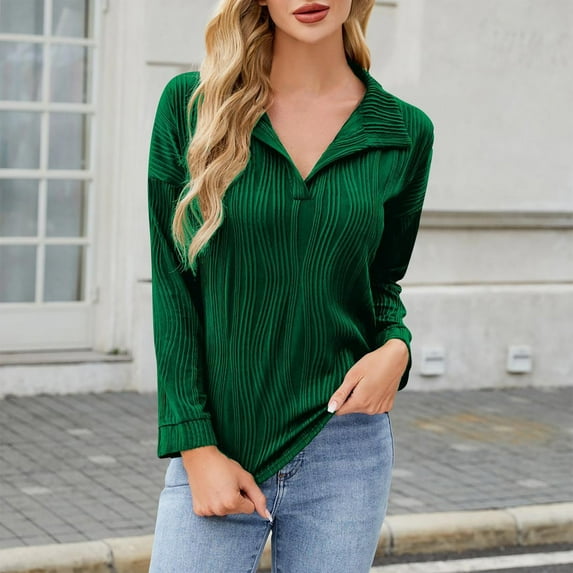 BLCHUNen Long Sleeve Shirts for Women Casual Pullover Trundown Collar Stretch Fall Tops Lightweight Loose Sports Workout Blouses