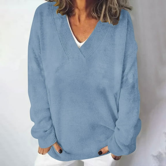 BLCHUNen Long Sleeve Shirts for Women Loose Pullover V Neck Breathable Trendy Fall Tops Lightweight Sports Gym Casual Work Blouses