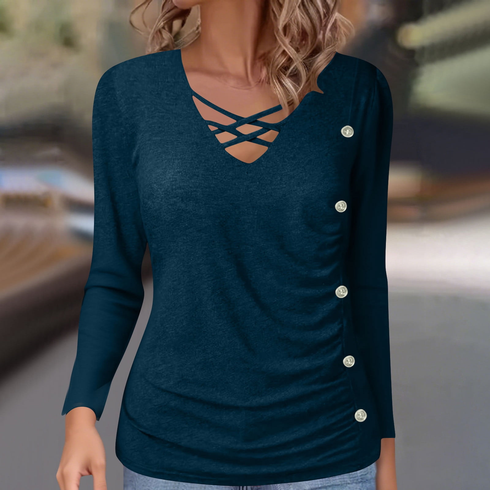 Cobalt V-Neck Pullover Top Women's Plus Size Pullover Top main image 1