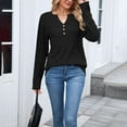 thumbnail image 1 of BLCHUNen Long Sleeve Shirts for Women Ribbed Knitted Casual Fall Tops V Neck Pullover Fashion Workout Leisure Lounge Blouses, 1 of 3