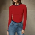 thumbnail image 1 of BLCHUNen Long Sleeve Shirts for Women Trendy Pullover Crew Neck Slim Fitted Stretch Sports Gym Active Athletic Casual Fall Tops, 1 of 5