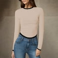 thumbnail image 1 of BLCHUNen Long Sleeve Shirts for Women Trendy Pullover Crew Neck Slim Fitted Stretch Sports Gym Active Athletic Casual Fall Tops, 1 of 5