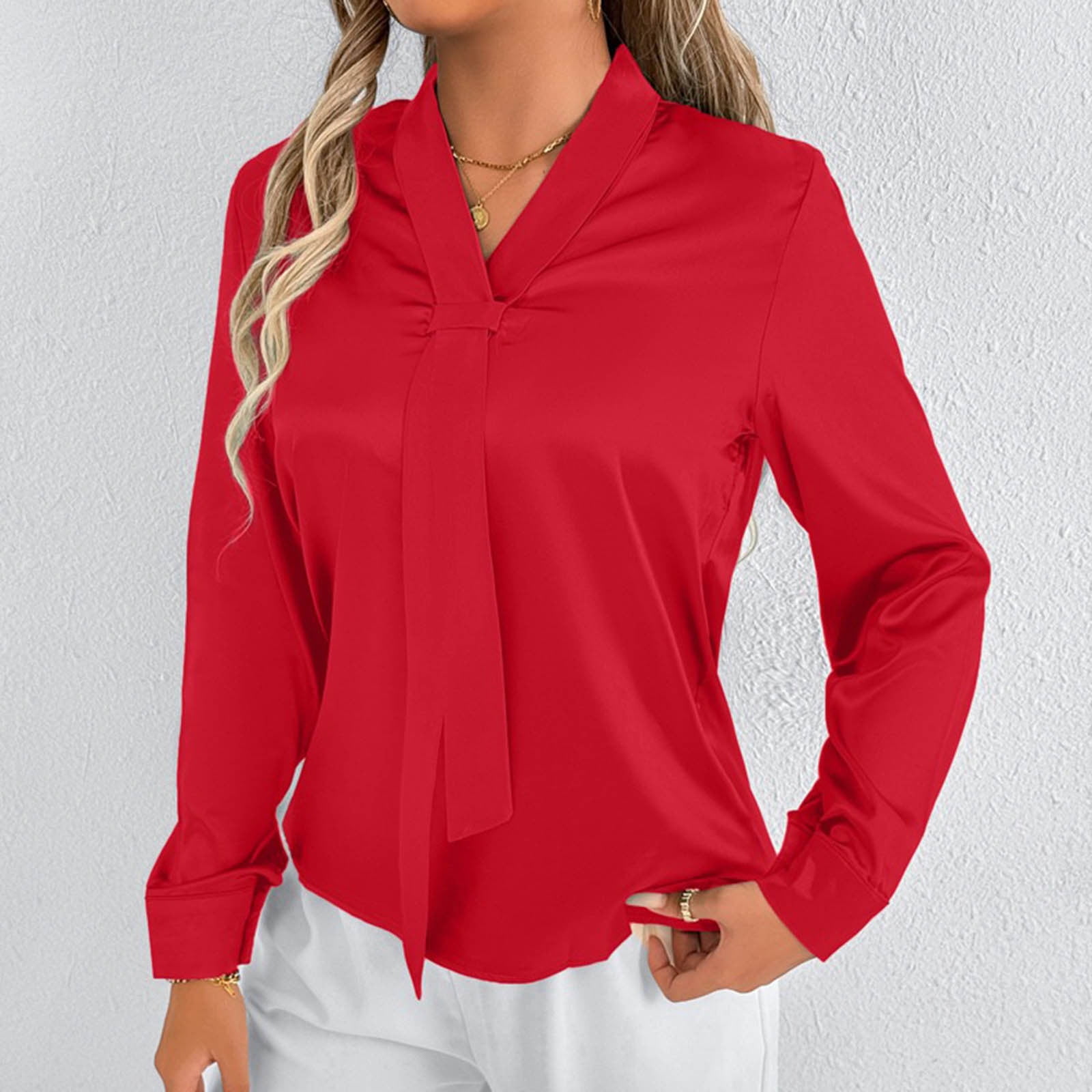 BLCHUNen Long Sleeve Shirts for Women Trendy Pullover Trundown Collar ...
