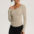 thumbnail image 1 of BLCHUNen Long Sleeve Shirts for Women Trendy V Neck Pullover Blouses Breathable Casual Fashion Fall Womens Tops with Thumb Holes, 1 of 8