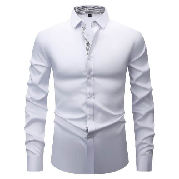 BLCHUNen Long Sleeve Work Shirts for Men Casual Slim Fitted Button down Cardigan Lightweight Office Business Formal Dress Tops