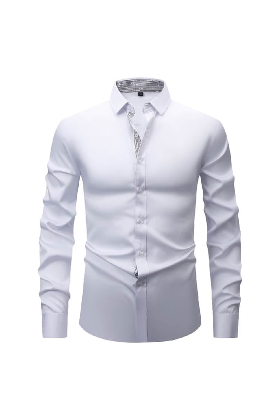 Long Sleeve Work Shirts for Men Casual Slim Fitted Button down Cardigan Lightweight Office Business Formal Dress Tops