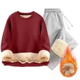 thumbnail image 1 of BLCHUNen Mens 2 Piece Sweatsuits Sets Fleece Crew Neck Pullover Long Sleeve Tops Drawstring Elastic Waist Pants Warm Winter Outfits Sets, 1 of 3