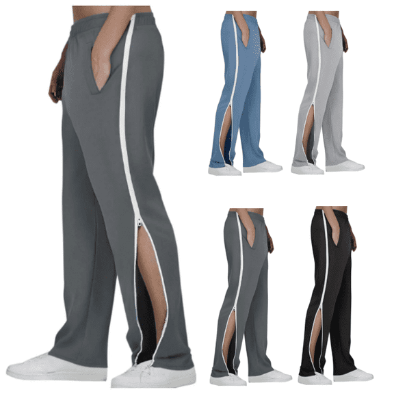 BLCHUNen Mens Athletic Pants Side 1/2 Zipper Stretch Casual Breathable Workout Running Sports Gym Pants with Pockets