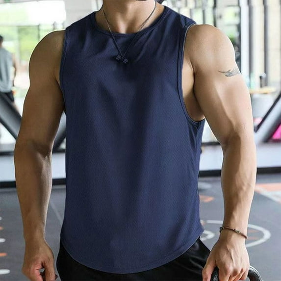 BLCHUNen Mens Athletic Shirts Sleeveless Workout Tank Tops Pullover Crew Neck Lightweight Quick Drying Sports Casual Summer Tops