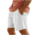 thumbnail image 1 of BLCHUNen Mens Beach Shorts Cotton Linen Elastic Drawstring Athletic Shorts with Pockets Summer, 1 of 5