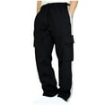 thumbnail image 1 of BLCHUNen Mens Cargo Pants Fleece Lined Drawstring Elastic Waist Workout Running Athletic Pants with Multi Pockets, 1 of 5