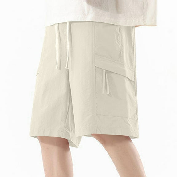 BLCHUNen Mens Cargo Shorts with Multi Pockets Drawstring Breathable Outdoor Hiking Workwear Shorts