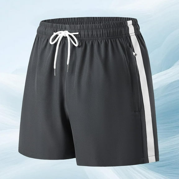 BLCHUNen Mens Cargo Shorts with Zipper Pockets Drawstring Lightweight Baggy Quick Drying Shorts