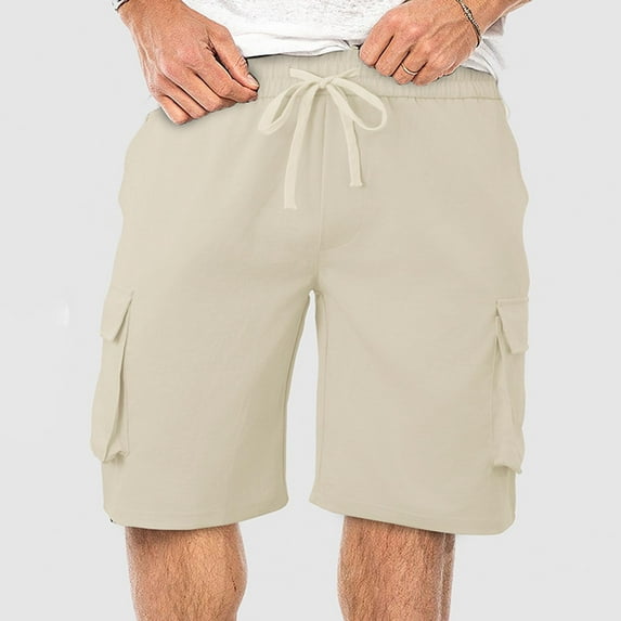 BLCHUNen Mens Cargo Shorts with Zipper Pockets Drawstring Lightweight Baggy Quick Drying Shorts