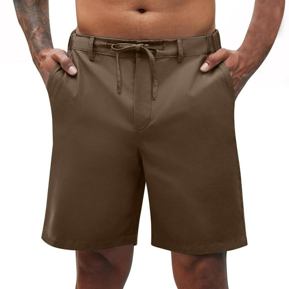 BLCHUNen Mens Casual Shorts Drawstring Elastic Waist Lightweight Breathable Hiking Camping Shorts with Pockets