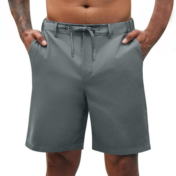 BLCHUNen Mens Casual Shorts Drawstring Elastic Waist Lightweight Breathable Hiking Camping Shorts with Pockets