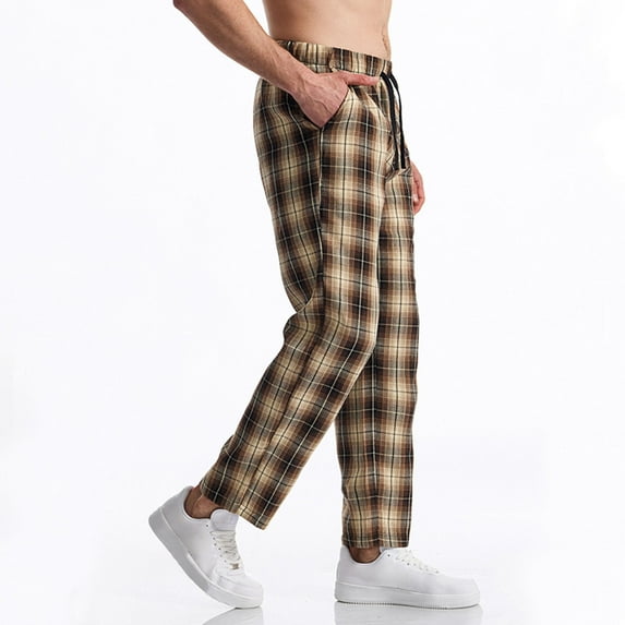 BLCHUNen Mens Pajama Pants Drawstring Elastic Waist Lightweight Lounge Trousers with Pockets