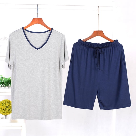 BLCHUNen Mens Pajamas Sets Short Sleeve Crew Neck Pullover Casual Lightweight Soft Comfy Loungewear 2 Piece Nightwear Outfits