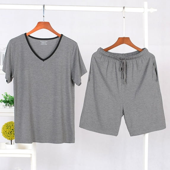 BLCHUNen Mens Pajamas Sets Short Sleeve Crew Neck Pullover Casual Lightweight Soft Comfy Loungewear 2 Piece Nightwear Outfits