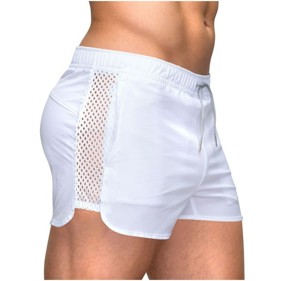 BLCHUNen Mens Running Shorts Mesh Breathable Stretch Drawstring Beach Board Gym Shorts with Pockets