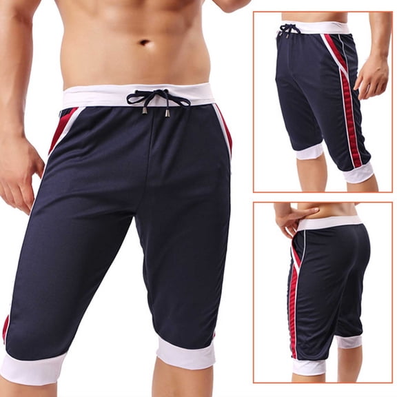 BLCHUNen Mens Running Shorts Stretch Drawstring Jogger Pants with Pockets Gym Beach Shorts Summer