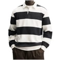 thumbnail image 1 of BLCHUNen Mens Shirts Striped Long Sleeve Golf Tops Button Collared Casual Loose Gym Pullover Tees Fashion,XL,White, 1 of 5