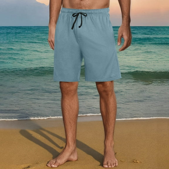 BLCHUNen Mens Sleepy Shorts Button Drawstring Lightweight Breathable Casual Shorts with Pockets Summer