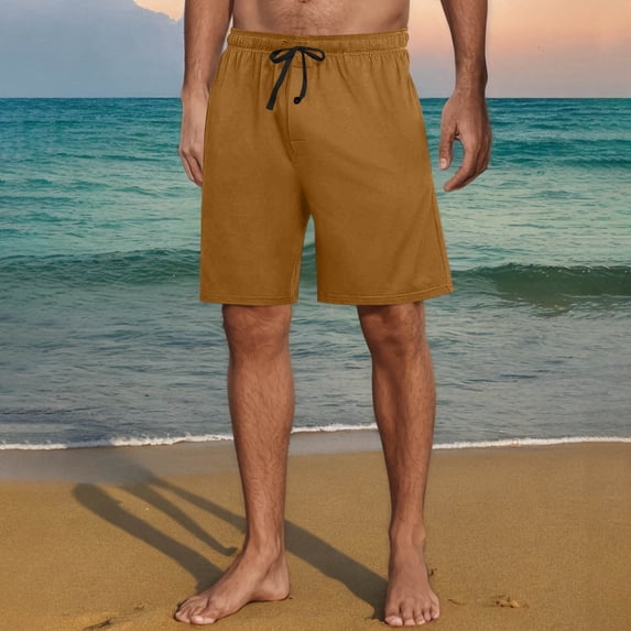 BLCHUNen Mens Sleepy Shorts Button Drawstring Lightweight Breathable Casual Shorts with Pockets Summer