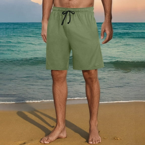 BLCHUNen Mens Sleepy Shorts Button Drawstring Lightweight Breathable Casual Shorts with Pockets Summer