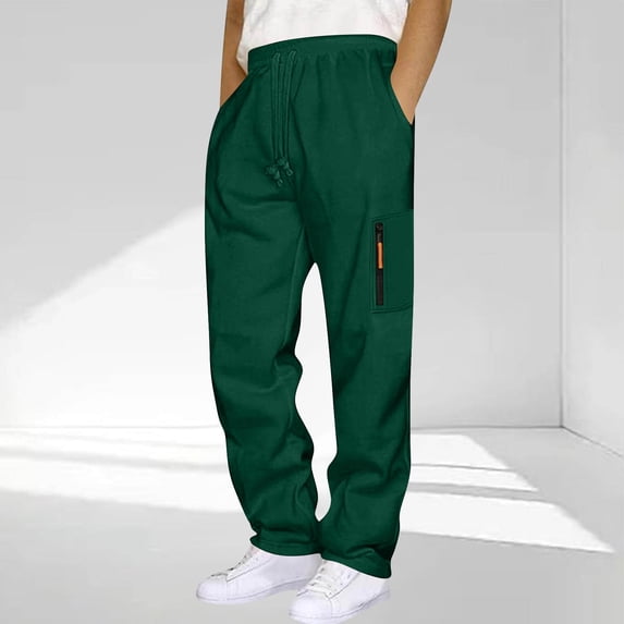 BLCHUNen Mens Sweatpants Casual Zipper Drawstring Elastic Waist Loose Winter Running Sports Workout Pants with Pockets
