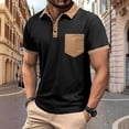 thumbnail image 1 of BLCHUNen Mens T Shirts Short Sleeve Turn Down Collar Button Contrast Color Loose Fitting Summer Casual Tops with Pocket, 1 of 8