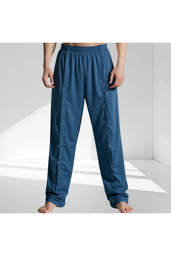Mens Tear Away Pants 2 Side Snap Open Bottom Sweatpants Loose Fitted Casual Post Surgery Pants with Pockets