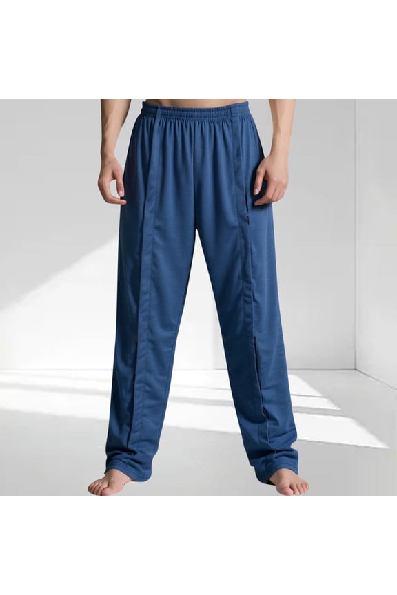 Mens Tear Away Pants 2 Side Snap Open Bottom Sweatpants Loose Fitted Casual Post Surgery Pants with Pockets