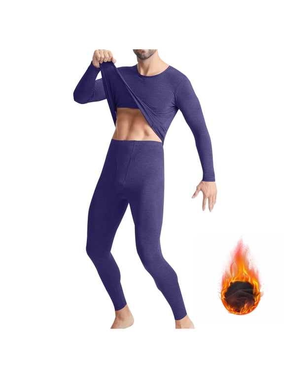 Mens Thermal Underwear Set Fleece Lined Long Johns Base Layer Top Bottom Cold Weather for Running Skiing