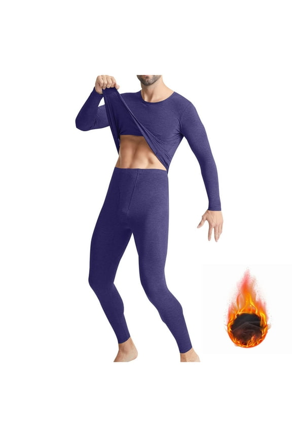 Mens Thermal Underwear Set Fleece Lined Long Johns Base Layer Top Bottom Cold Weather for Running Skiing