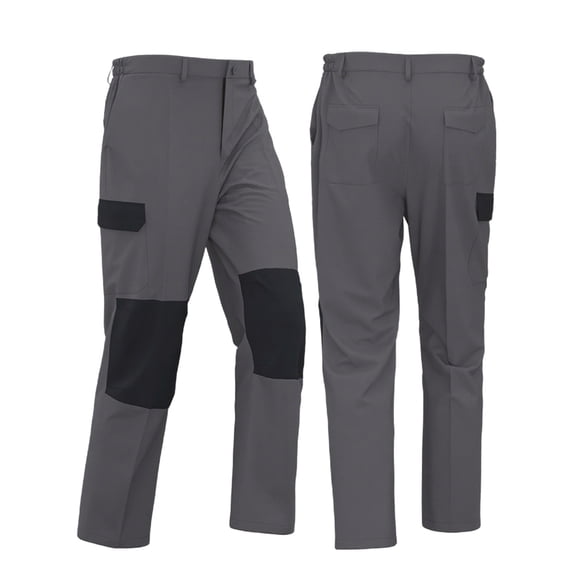 BLCHUNen Mens Work Pants Flat Front Color Block Fitting Straight Leg Stretchy Casual Button Office Cargo Pants,XXXL,Dark Gray
