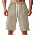 thumbnail image 1 of BLCHUNen Mens Work Shorts Drawstring Elastic Waist with Button Pockets Outdoor Hiking Camping Cargo Shorts, 1 of 7