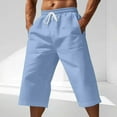 thumbnail image 1 of BLCHUNen Mens Workout Shorts Cotton Linen Drawstring with Pockets Breathable Beach Gym Running Shorts, 1 of 6